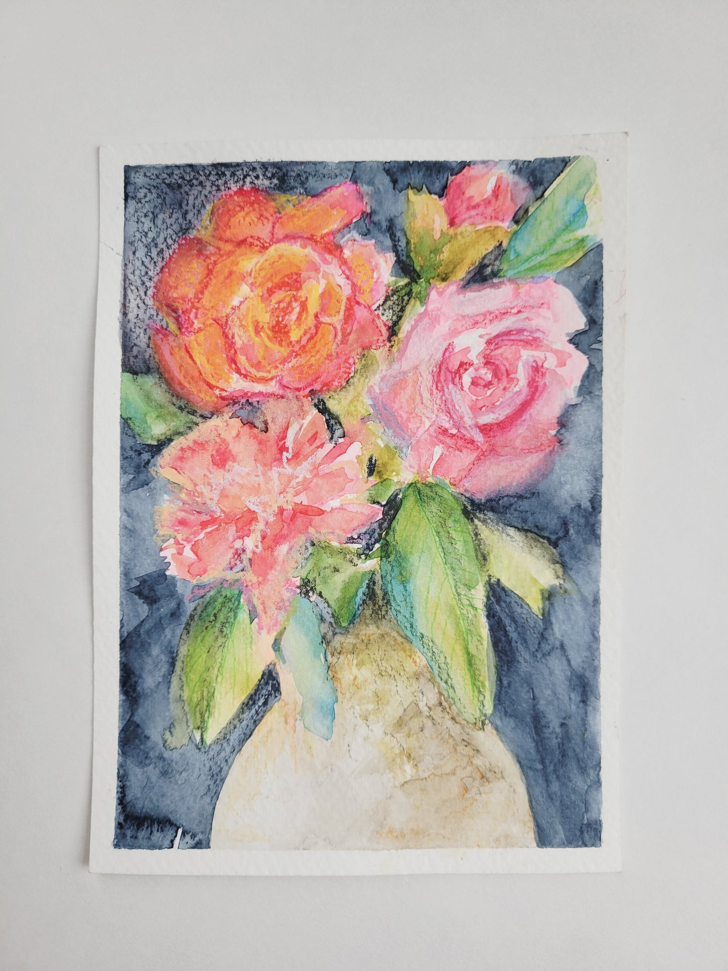 5"x7" Original watercolor and was pastel painting on 140 lb. watercolor paper by Betsy Gaccione.