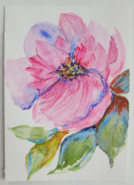 5"x7" Original watercolor and wax pastel painting on 140 lb. watercolor paper by Betsy Gaccione. Art piece will come matted to fit a standard 8x10 photo frame.