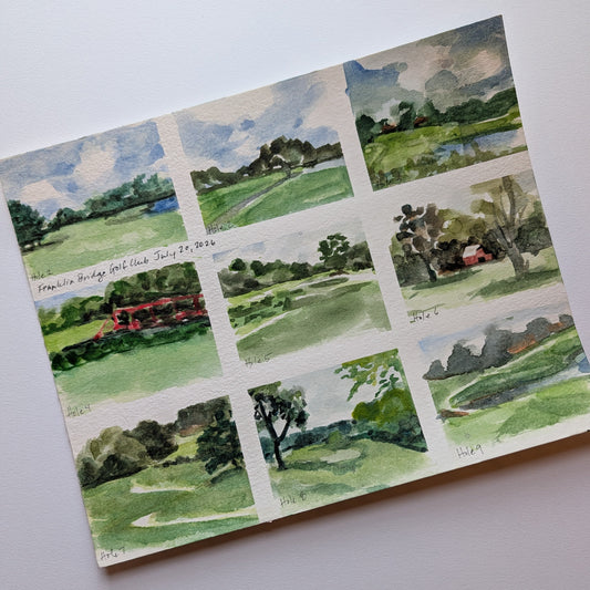 Custom 9-Hole Golf Course Watercolor Painting